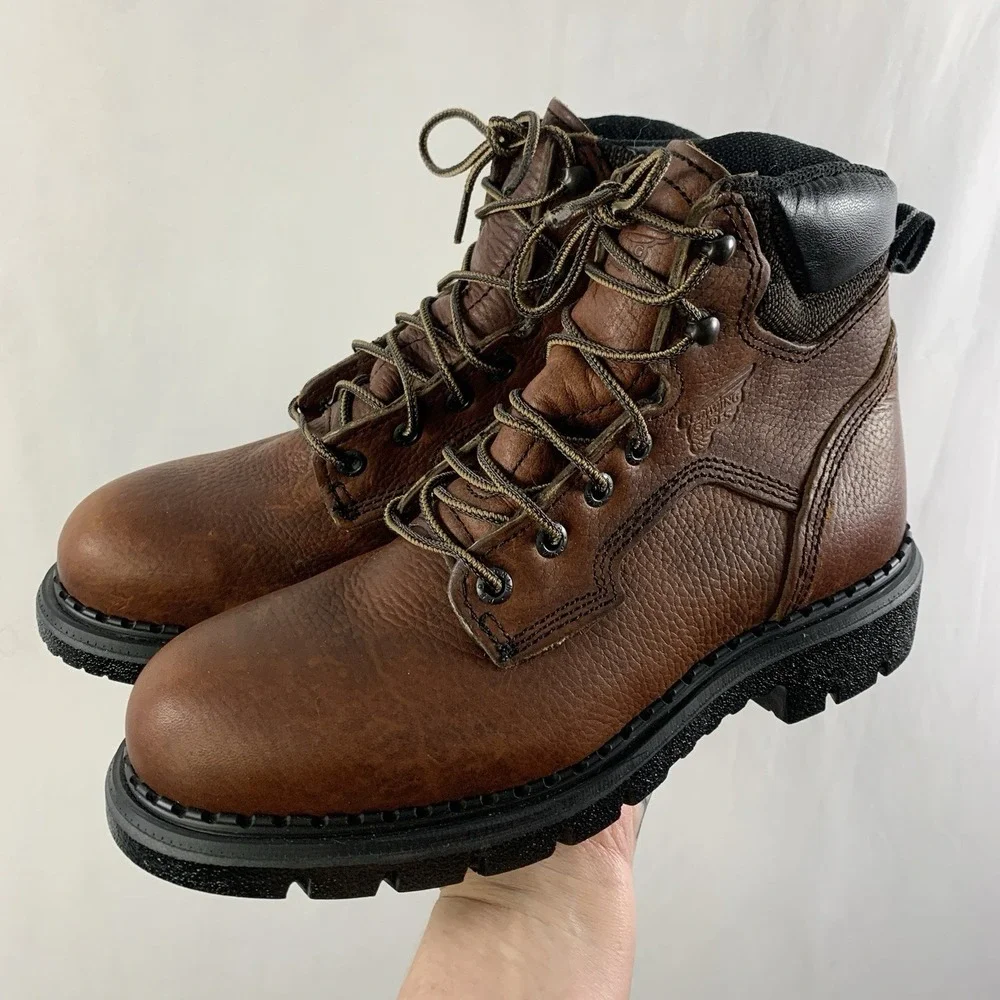 Red Wing Mens Leather Soft Toe EH Work Boots Size 7 B (Narrow) Lug Sole ASTM USA